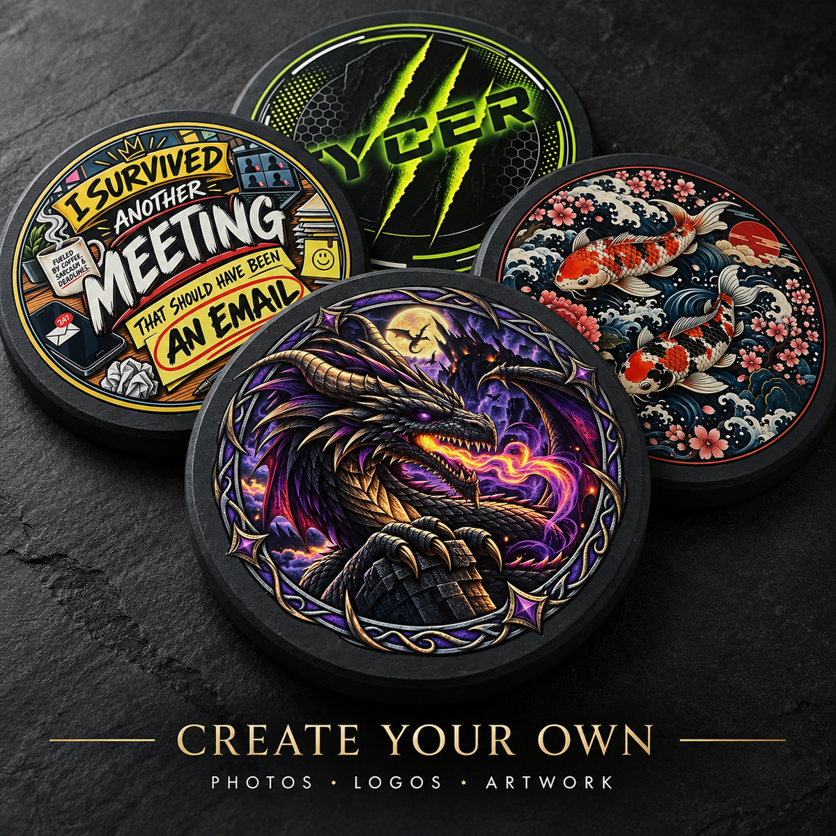 Custom Slate Coasters – Upload Your Own Design