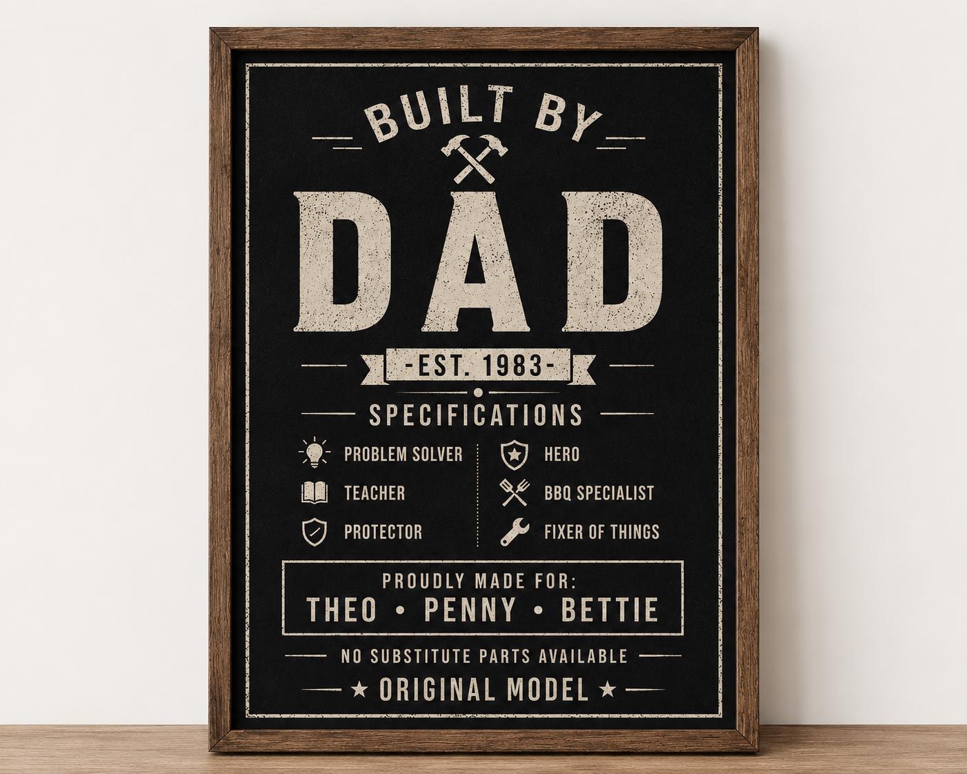 Personalised Built By Dad Poster - product image 2