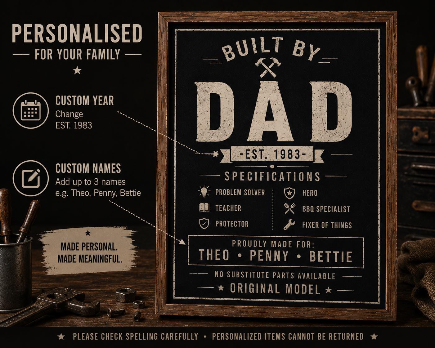 Personalised Built By Dad Poster - product image 7
